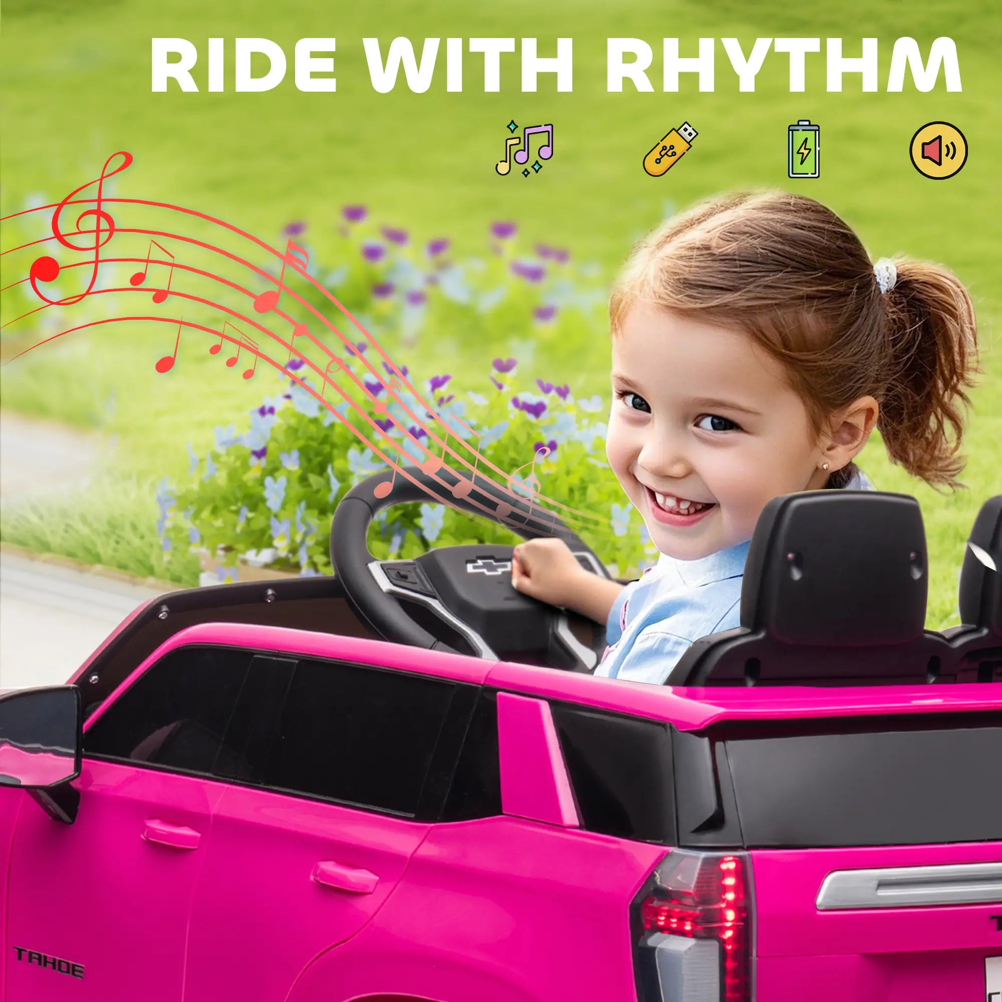 Chevrolet Tahoe Kids Ride on Car, 12V 7AH, Pink Electric Toy Cars at Gallery Canada