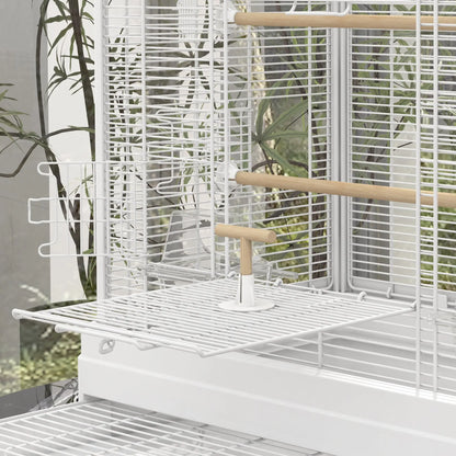 22" Bird Cage for Budgies, Finches, Canaries, Wooden Stand, White Bird Cages at Gallery Canada