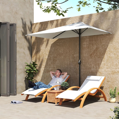 8ft Half Umbrella, Outdoor Balcony Parasol, Cream White