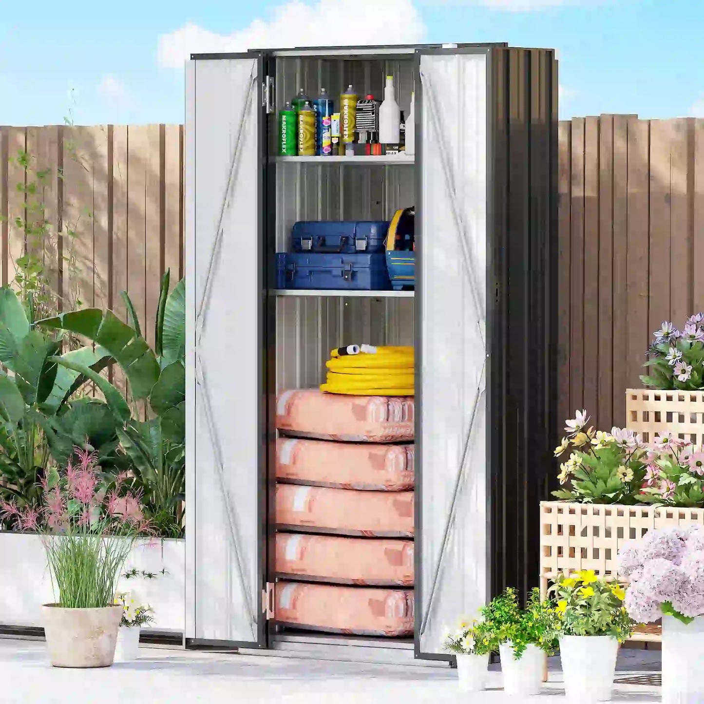 Outdoor Storage Shed, Adjustable Shelves, Metal Garden Shed, Double Doors Sheds at Gallery Canada