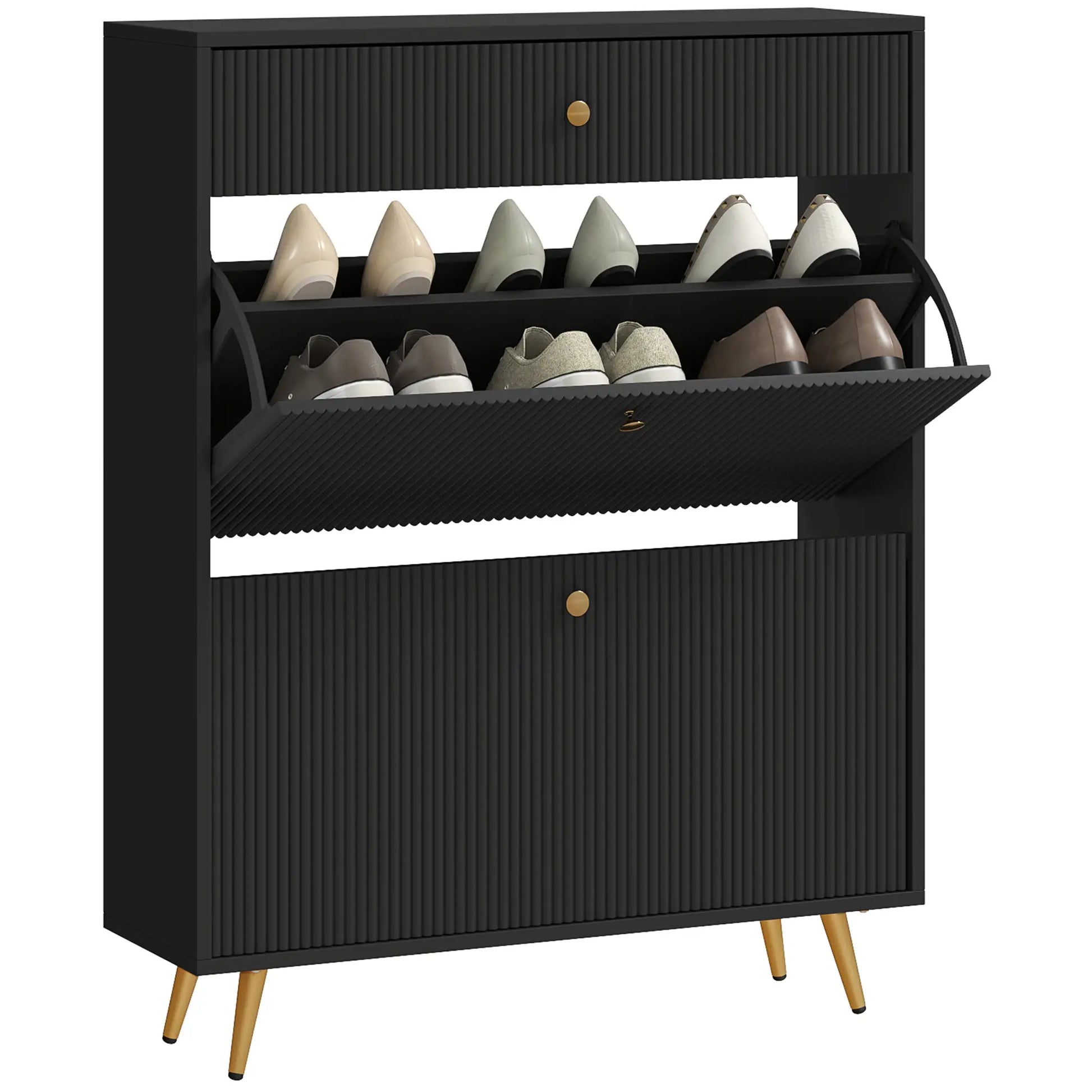 Narrow Shoe Storage Cabinet, Adjustable Shelves, 12 Pairs, Black Shoe Storage Cabinets & Racks at Gallery Canada