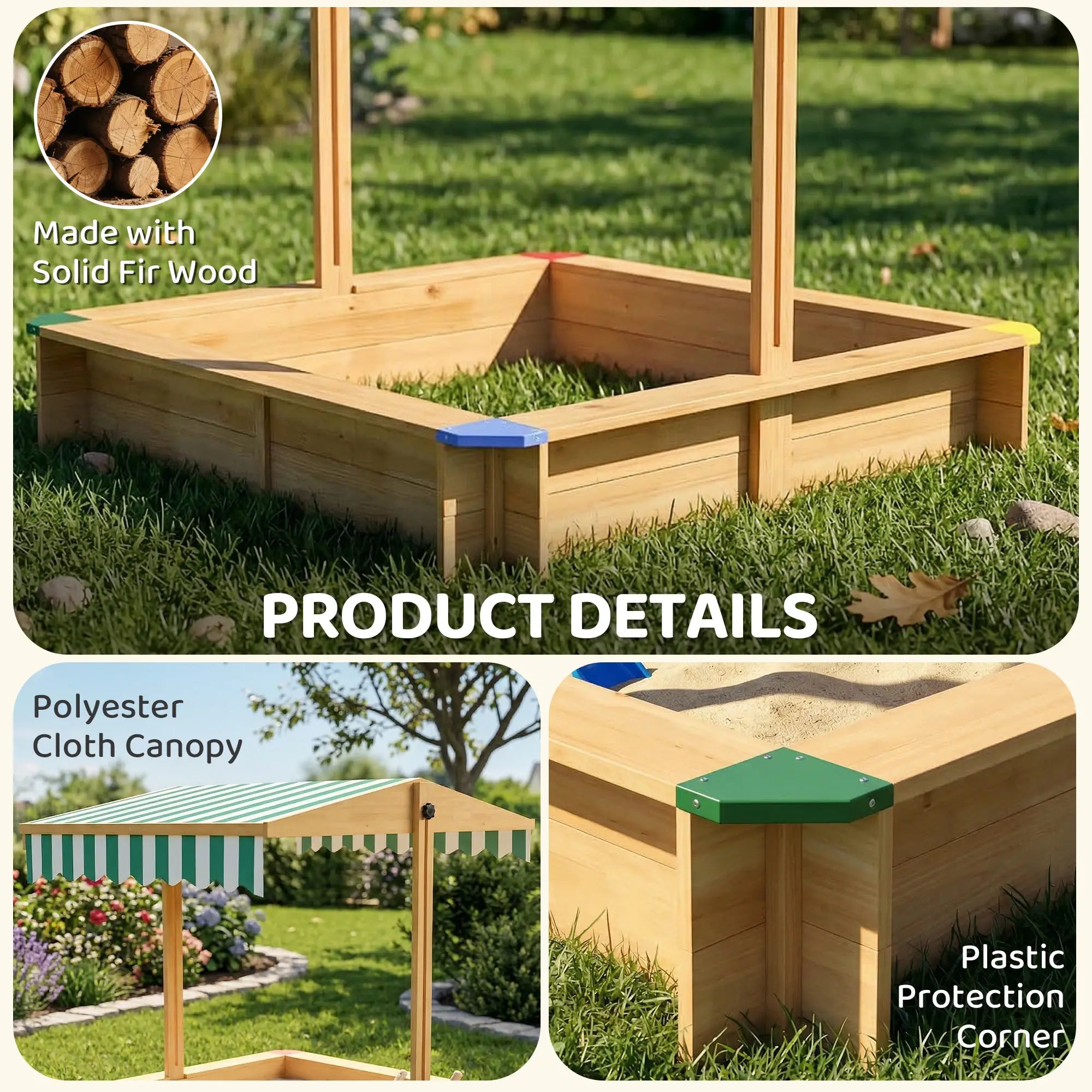 Wooden Sandbox With Cover, Outdoor For Kids, Light Brown Sandboxes & Accessories at Gallery Canada