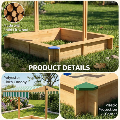 Wooden Sandbox With Cover, Outdoor For Kids, Light Brown Sandboxes & Accessories at Gallery Canada