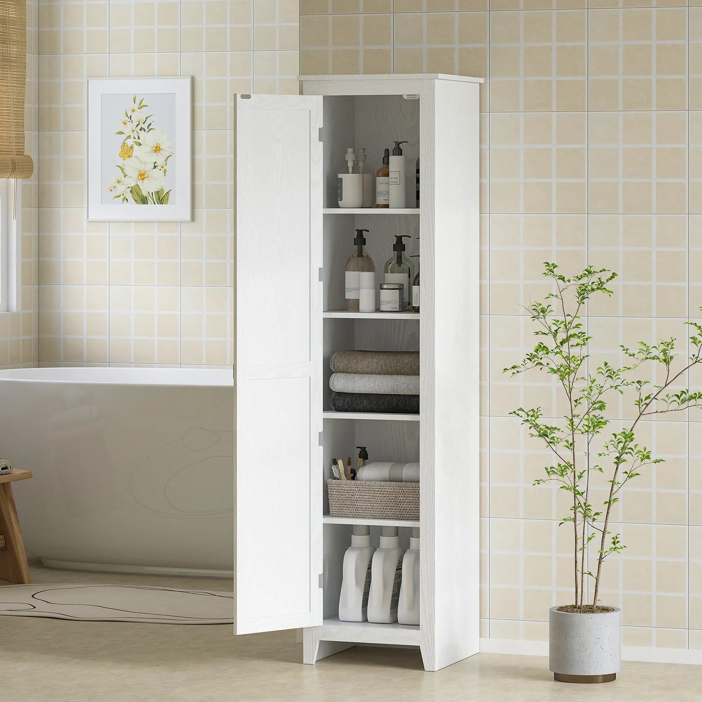 67 Farmhouse Kitchen Pantry Cabinet, Adjustable Shelves, White Kitchen Pantry Cabinets at Gallery Canada