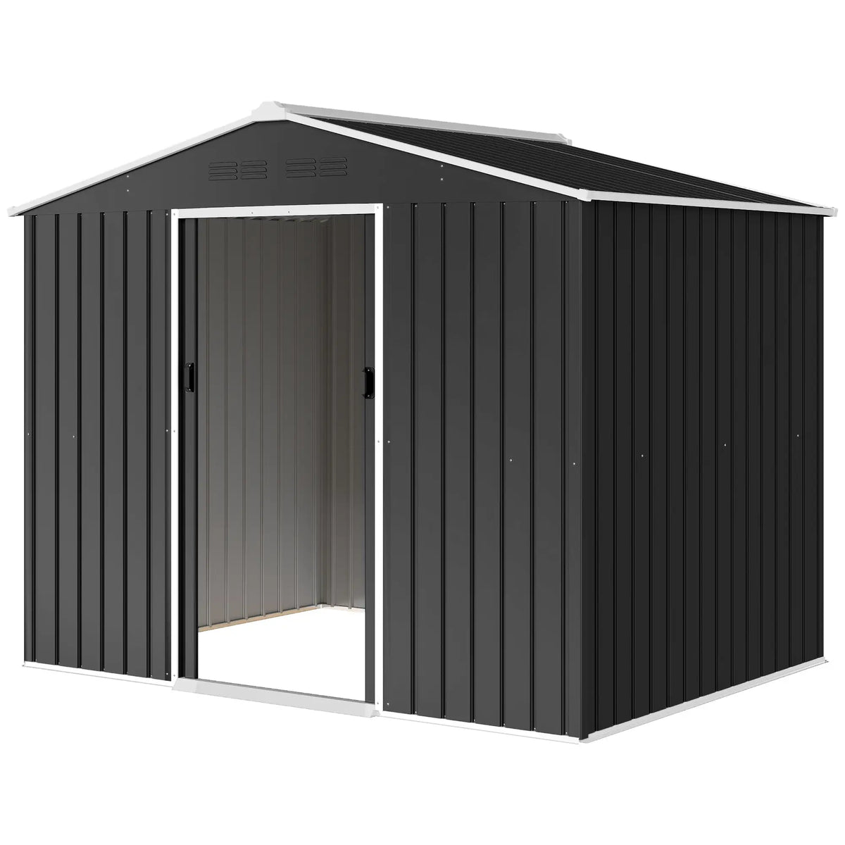 Abri de jardin en métal 8 x 6 pieds, gris foncé