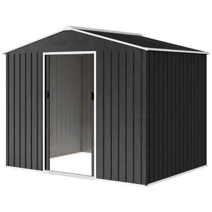 Abri de jardin en métal 8 x 6 pieds, gris foncé