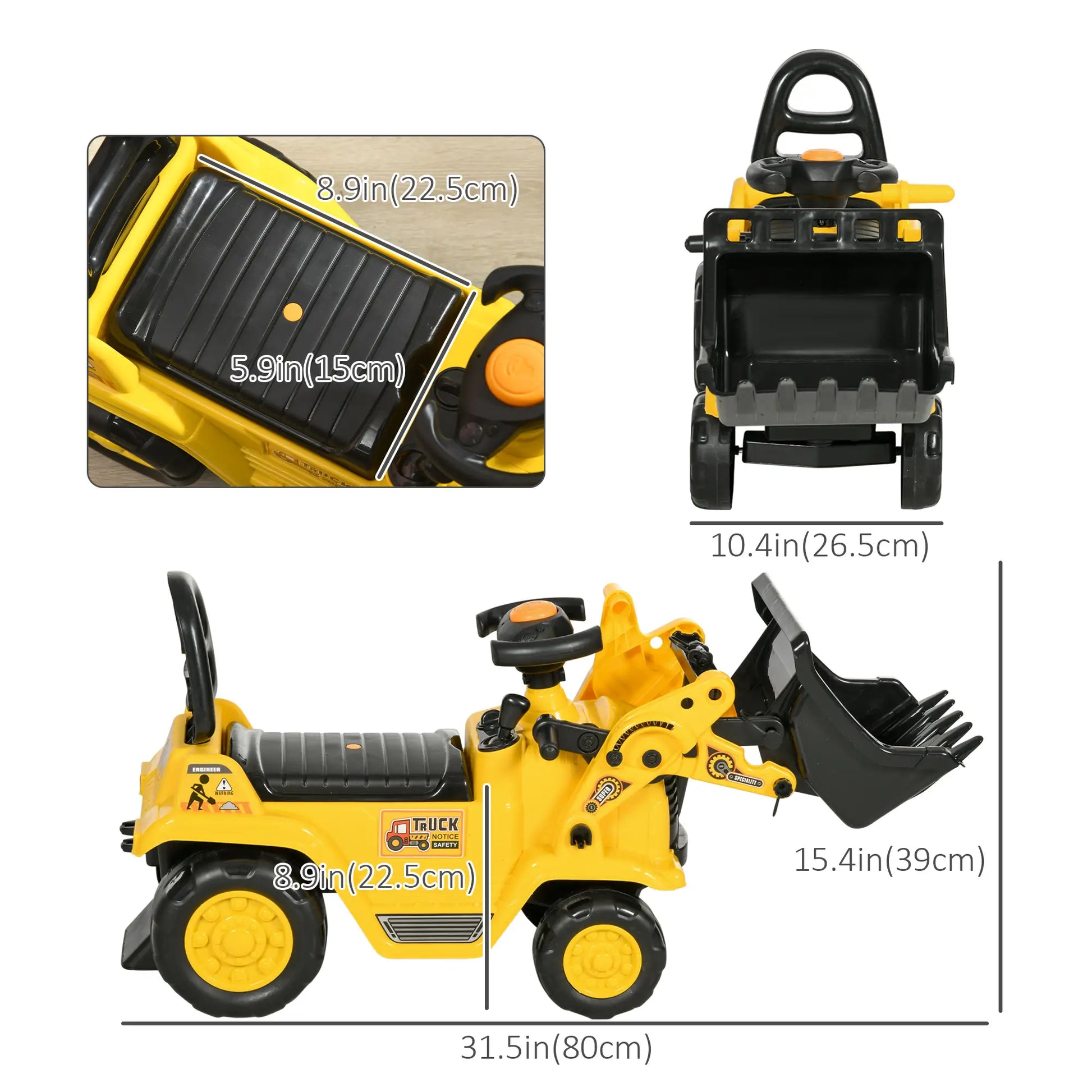 Ride-On Toy Bulldozer, Bucket Horn, Steering Wheel Storage, 18-48 Months, Yellow Toy Excavators at Gallery Canada