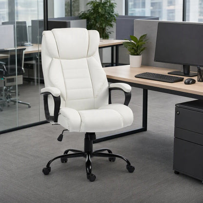 Massage Office Chair, High Back Executive, 6-Point Vibration, Adjustable Height, White Massage Chairs at Gallery Canada
