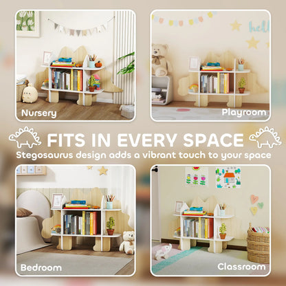 Dinosaur Kids Bookshelf, 2 Tier Bookcase, Natural Bookshelves & Bookcases at Gallery Canada