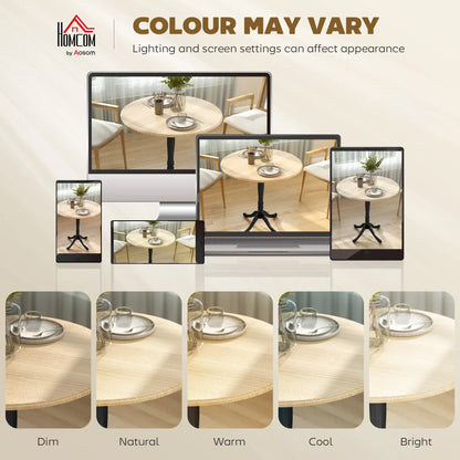 Modern Round Dining Table, 80cm, Natural Wood and Black, Black