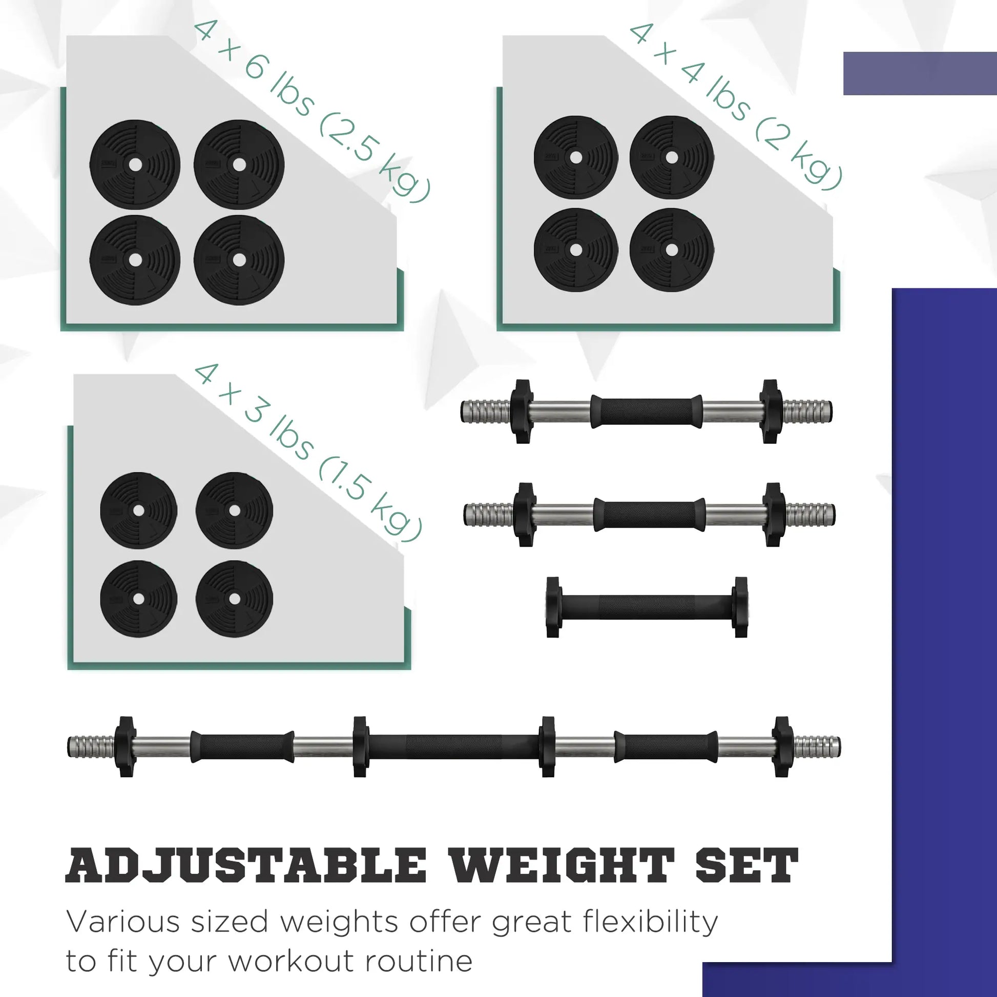 55LBS Adjustable Barbell Dumbbells Set, Non-Slip Handles Home Gym Dumbbells & Barbells at Gallery Canada