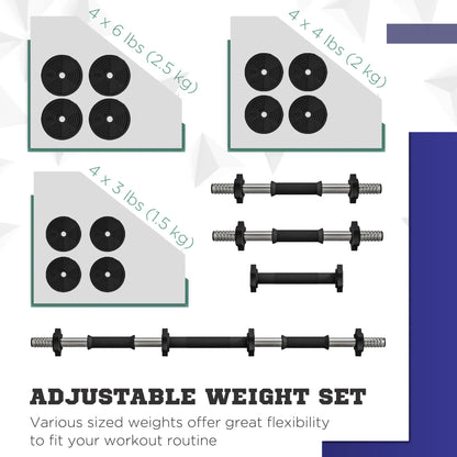 55LBS Adjustable Barbell Dumbbells Set, Non-Slip Handles Home Gym Dumbbells & Barbells at Gallery Canada
