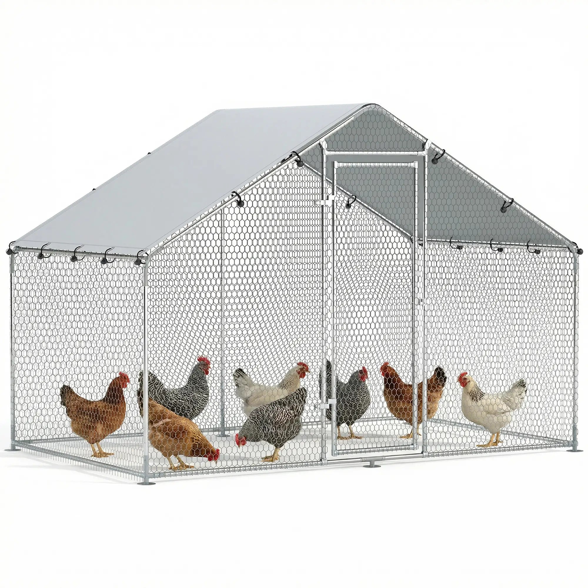 Metal Chicken Coop, 9.8 x 5.6 FT, Walk-In Run With Cover, Lockable Door Chicken Coops at Gallery Canada