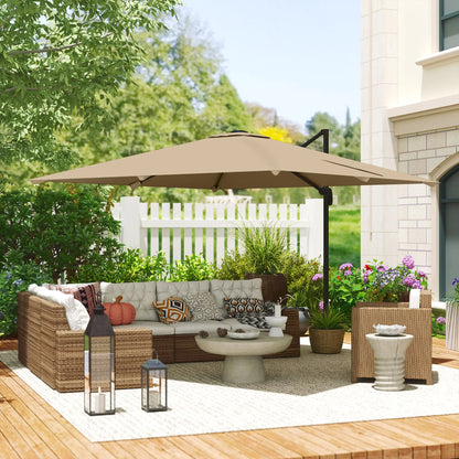 10 FT Cantilever Patio Umbrella, Square, Crank Handle, Cross Base Offset Cantilever Umbrellas at Gallery Canada