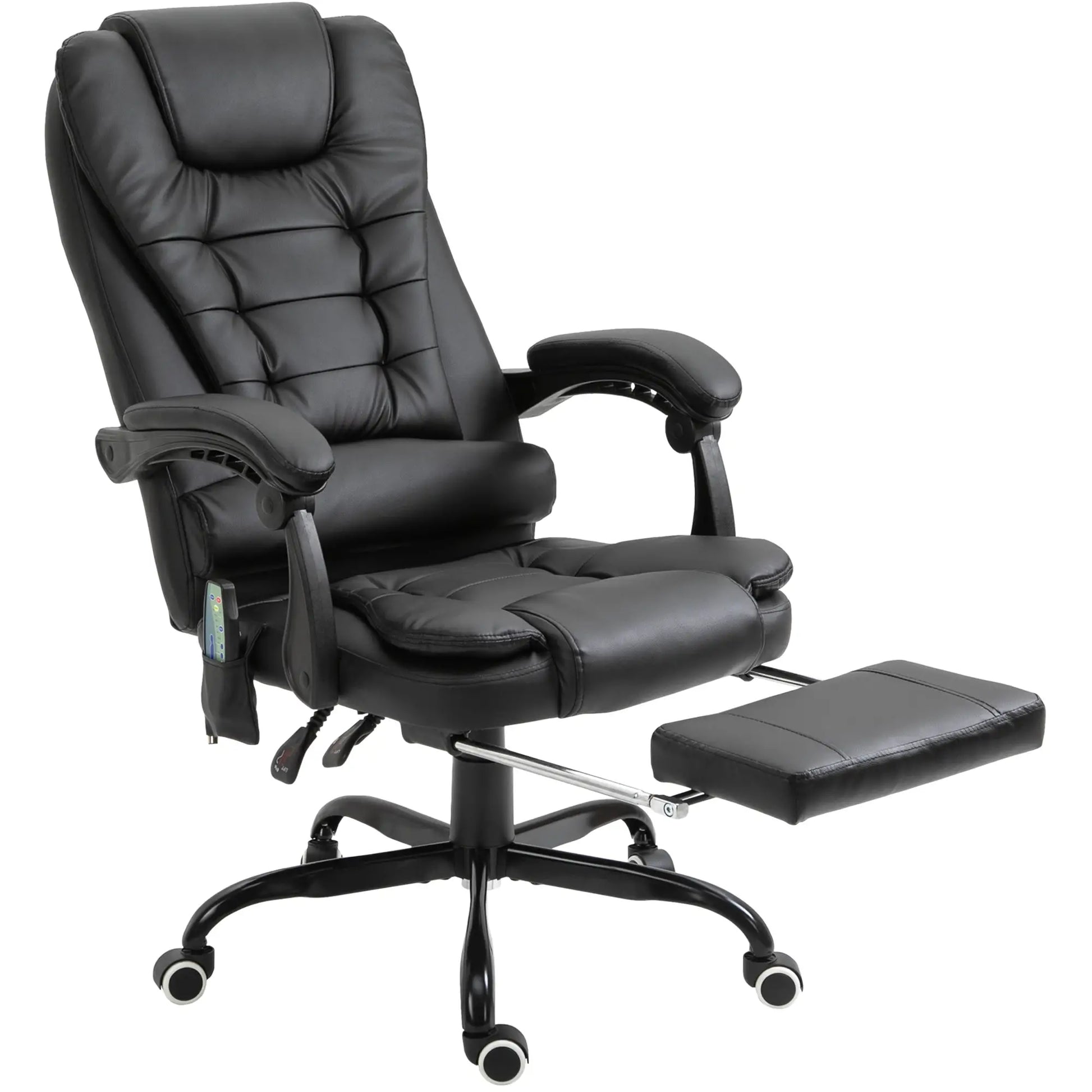 7-Point Vibrating Massage Chair, Reclining Office Chair, Footrest, Black Massage Chairs at Gallery Canada