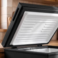 Mini congélateur, congélateur coffre de 3,5 pi³, thermostat à 7 réglages, panier en fil, noir