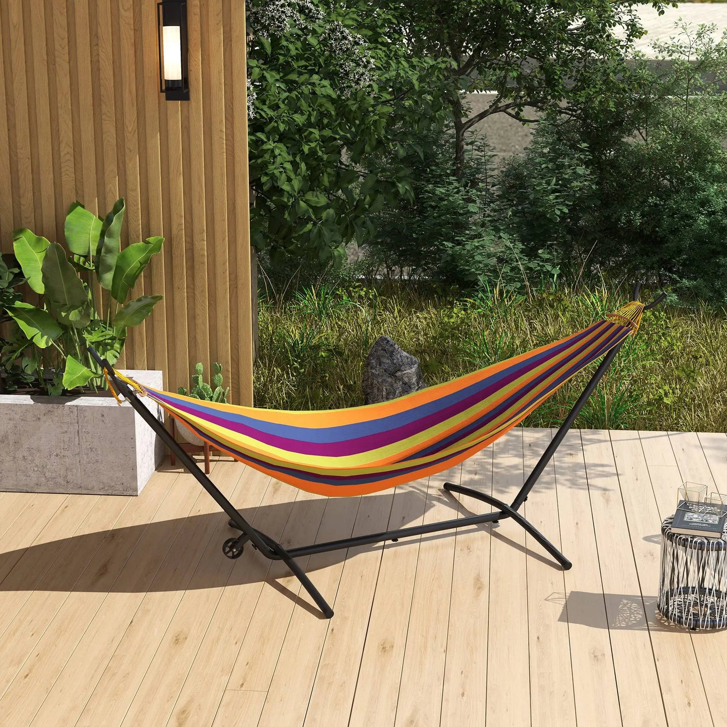 9.5ft Hammock Stand, Portable with Wheels, Adjustable, Black Hammock Stands at Gallery Canada