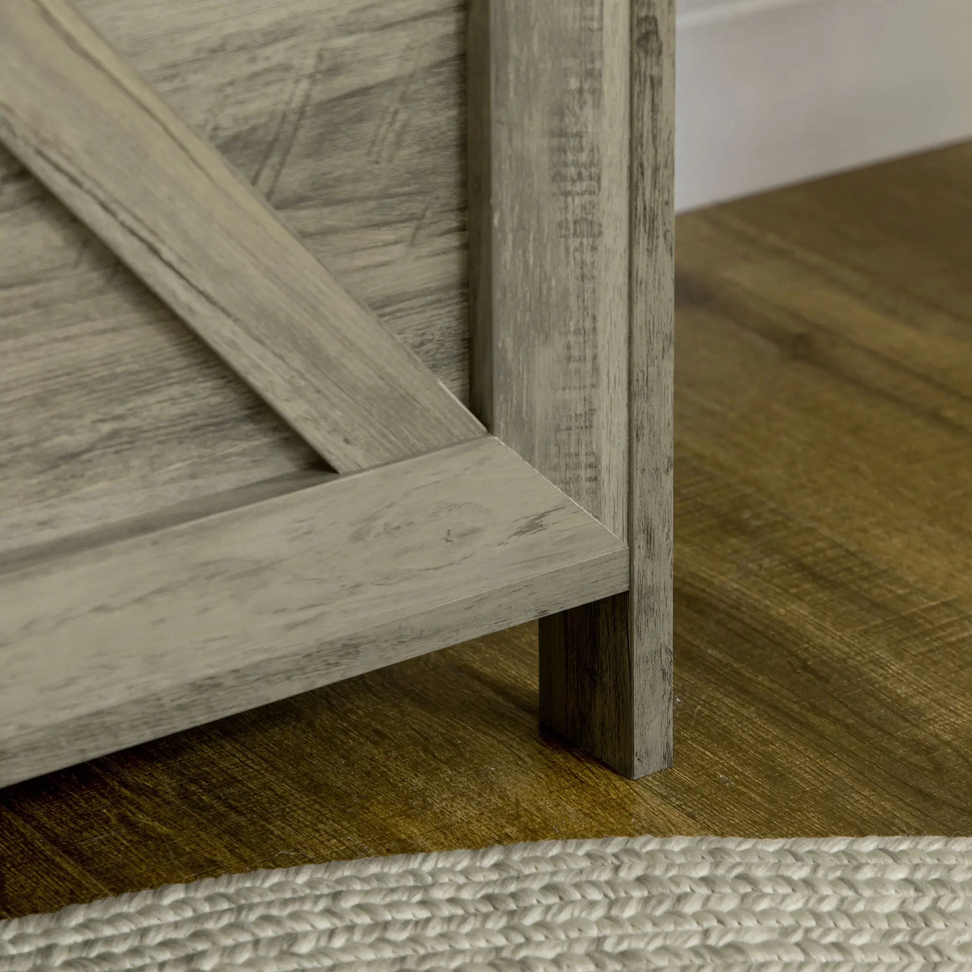 Farmhouse Storage Trunk Box, Safety Hinge, Grey Wood Grain, Grey Storage Cabinets at Gallery Canada