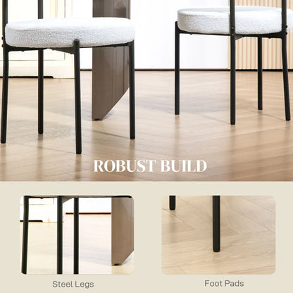 4 Kitchen Chairs, Modern Dining, Berber Fleece Upholstery, Steel Legs, Cream White Dining Chairs at Gallery Canada