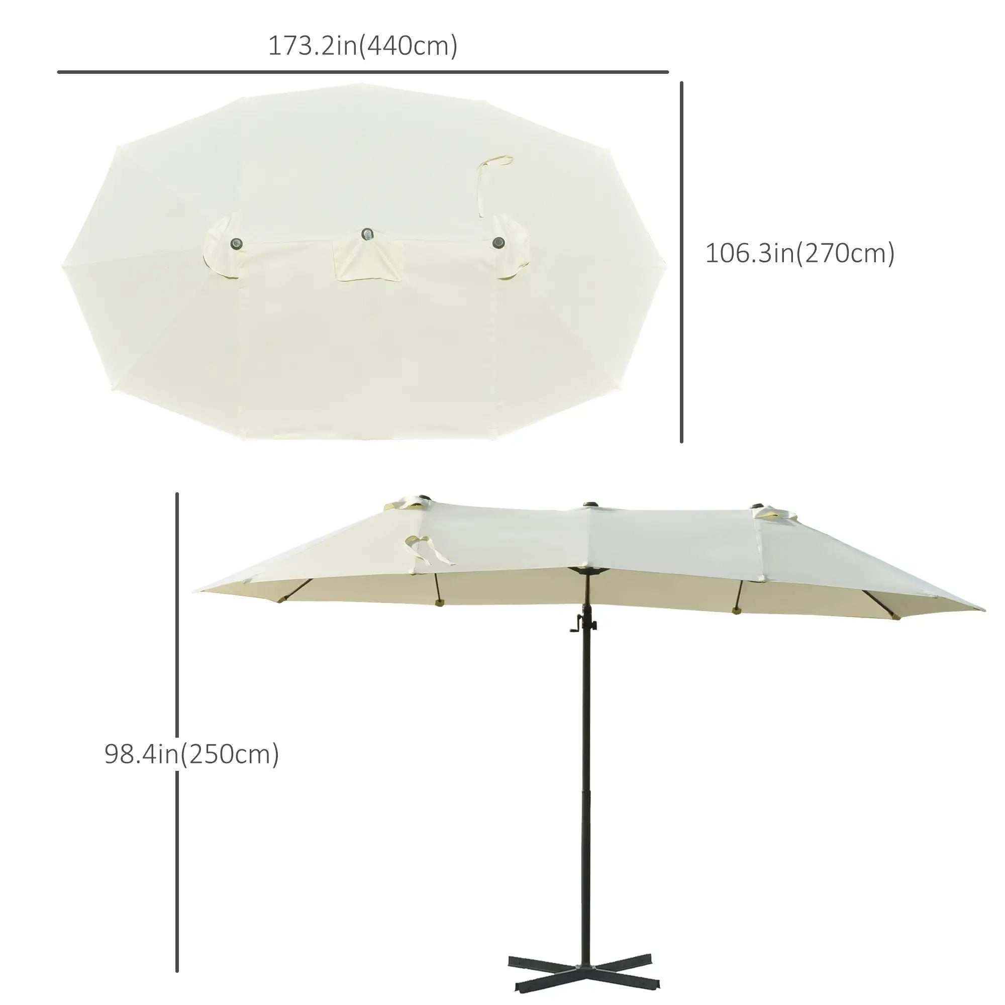 Outdoor Cantilever Umbrella, Twin Canopy Sunshade, Lift, Beige Cantilever Umbrellas at Gallery Canada