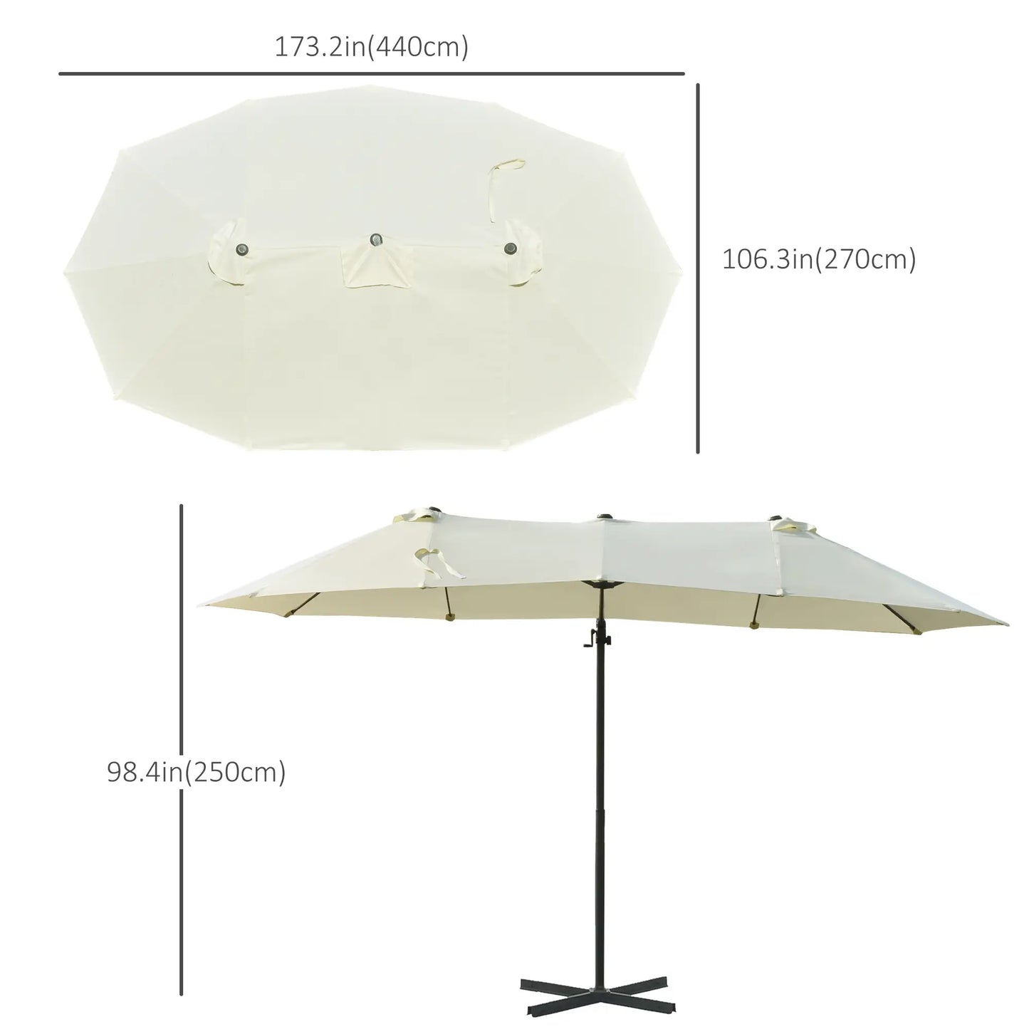 Outdoor Cantilever Umbrella, Twin Canopy Sunshade, Lift, Beige Cantilever Umbrellas at Gallery Canada