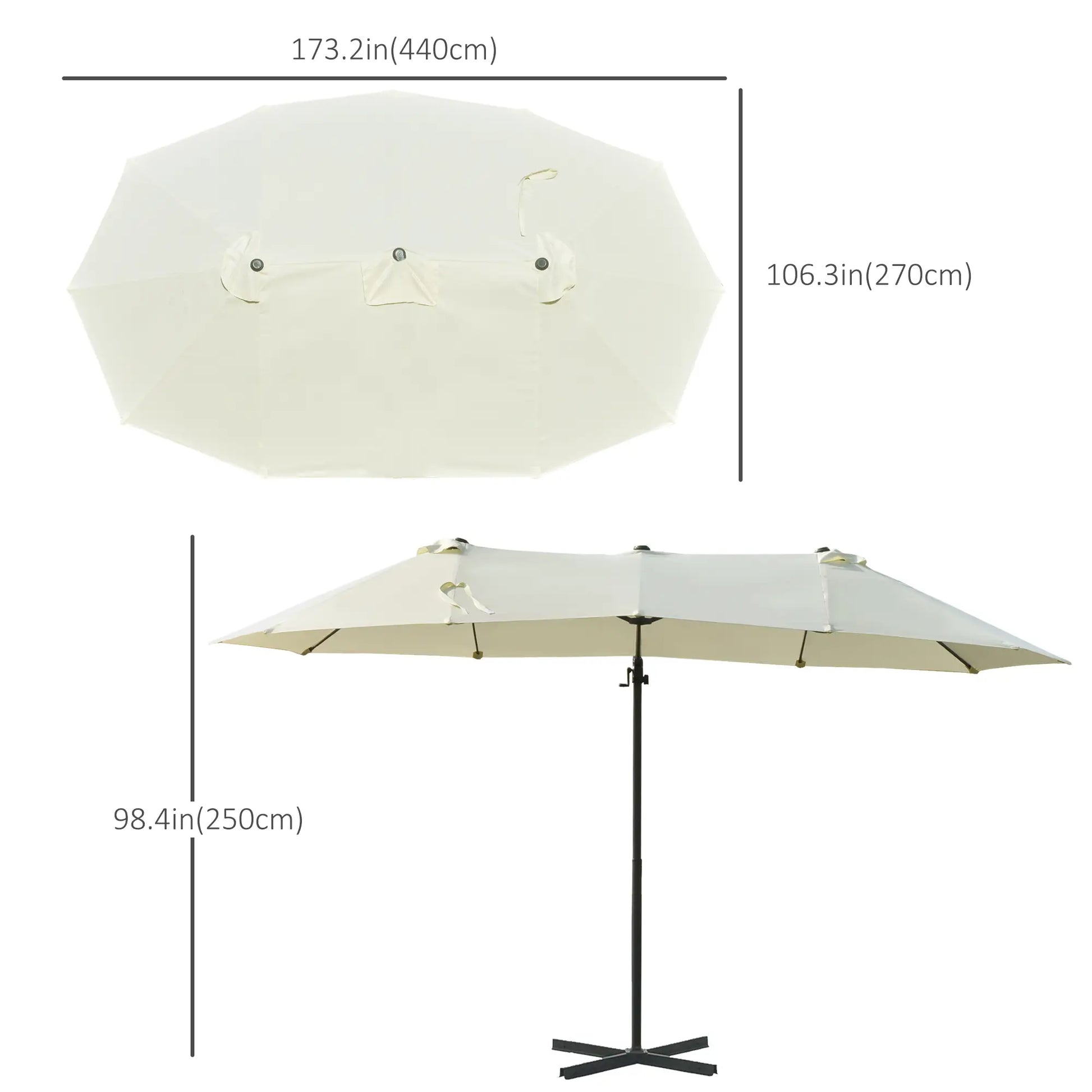 Outdoor Cantilever Umbrella, Twin Canopy Sunshade, Lift, Beige Cantilever Umbrellas at Gallery Canada