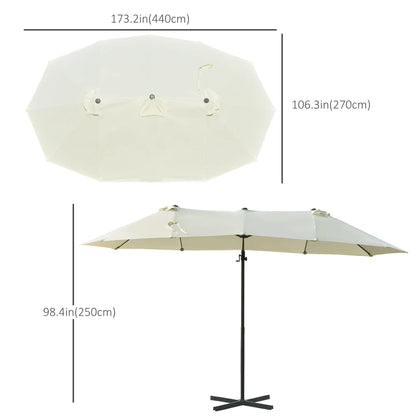 Outdoor Cantilever Umbrella, Twin Canopy Sunshade, Lift, Beige Cantilever Umbrellas at Gallery Canada