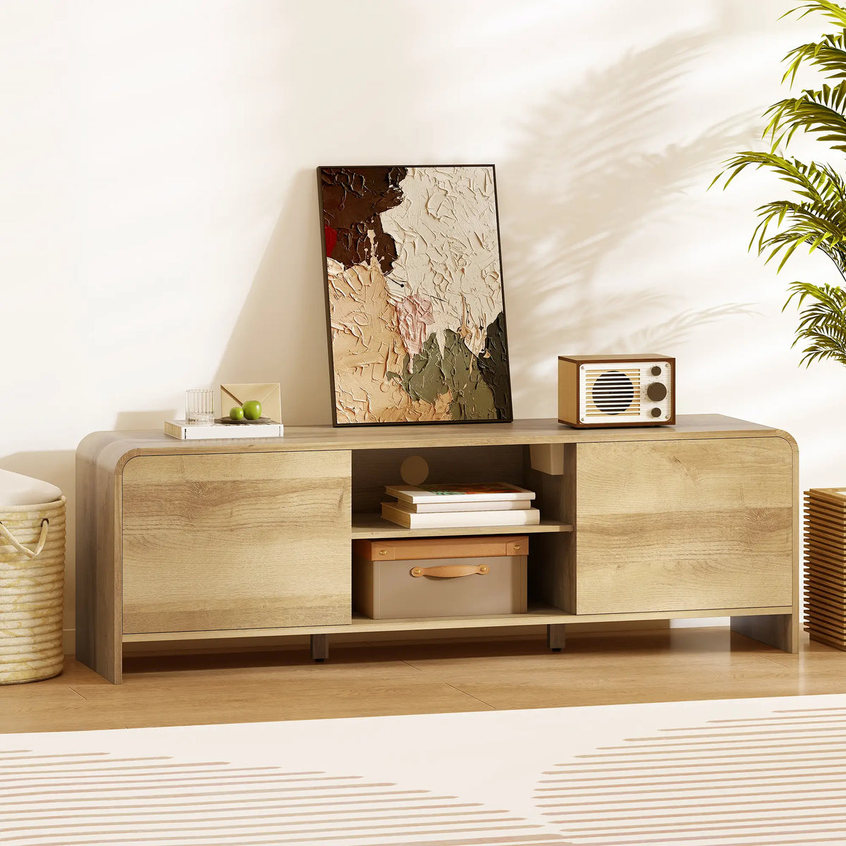 TV Stand For 65 Inch TV, Nordic Entertainment Center, Natural TV Stands at Gallery Canada