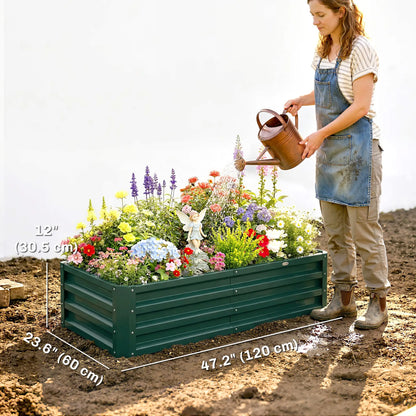 Galvanized Raised Garden Bed, Outdoor Planter Box, 4' x 2' x 1', Green Galvanized Planter Boxes at Gallery Canada