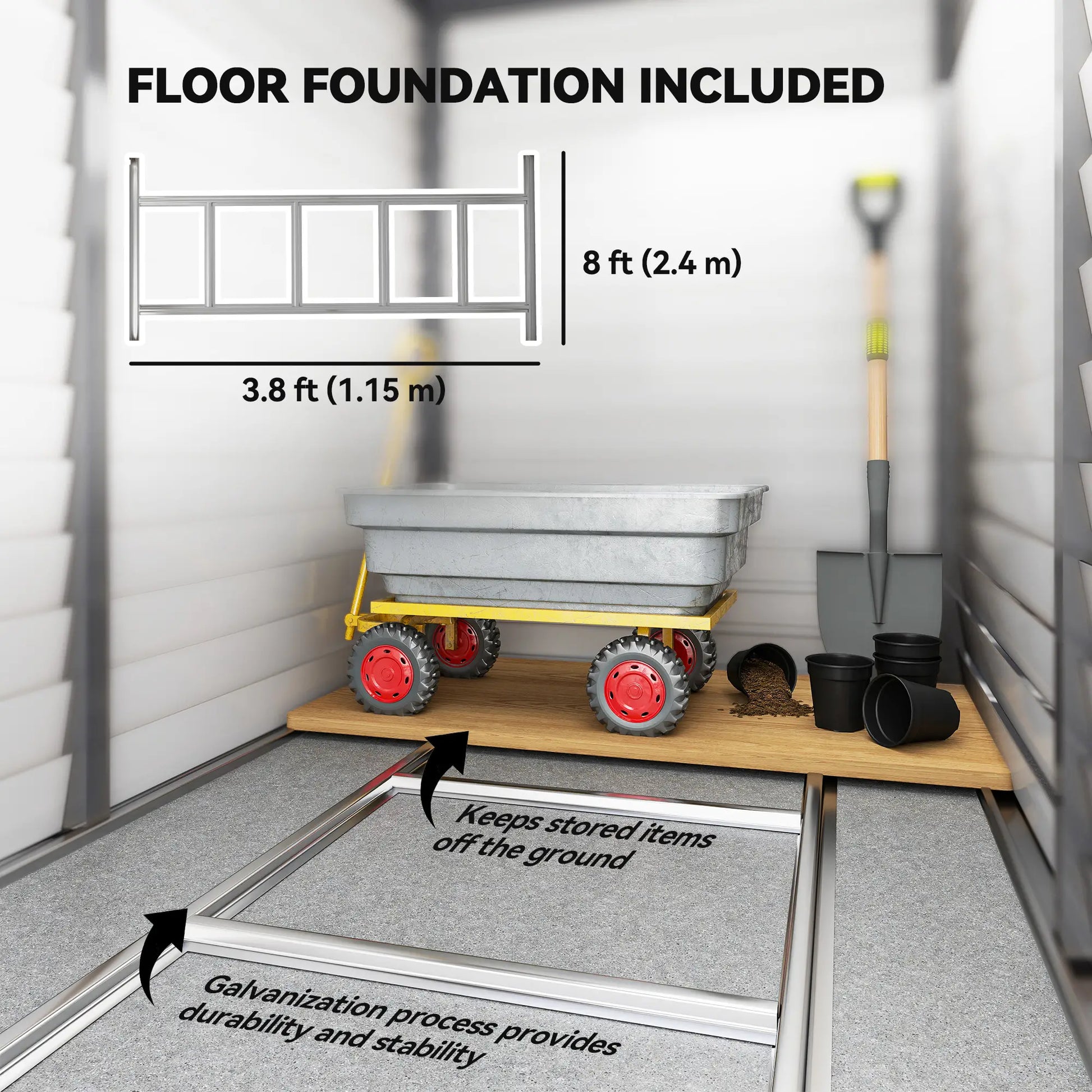 4.6' x 9' Steel Outdoor Storage Shed, Lean to, Lockable Doors, Grey Sheds at Gallery Canada