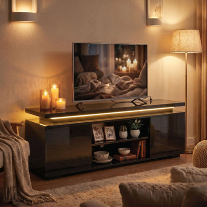 TV Stand For TVs Up To 60 Inch, Modern Entertainment Center With LED Lights, LED Lights TV Stands at Gallery Canada
