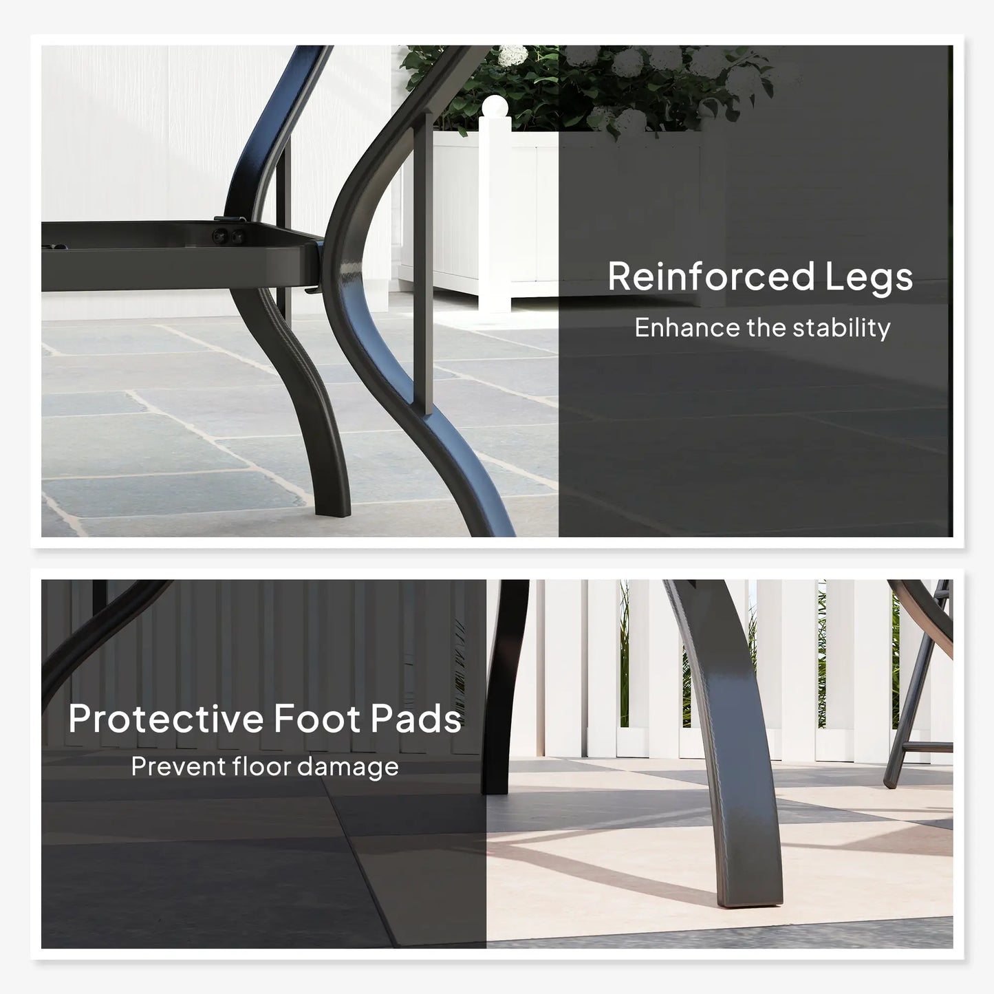 37" Square Outdoor Dining Table, Galvanized Steel, Slatted Top, Black Patio Dinning Tables at Gallery Canada