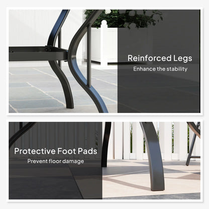 37" Square Outdoor Dining Table, Galvanized Steel, Slatted Top, Black Patio Dinning Tables at Gallery Canada