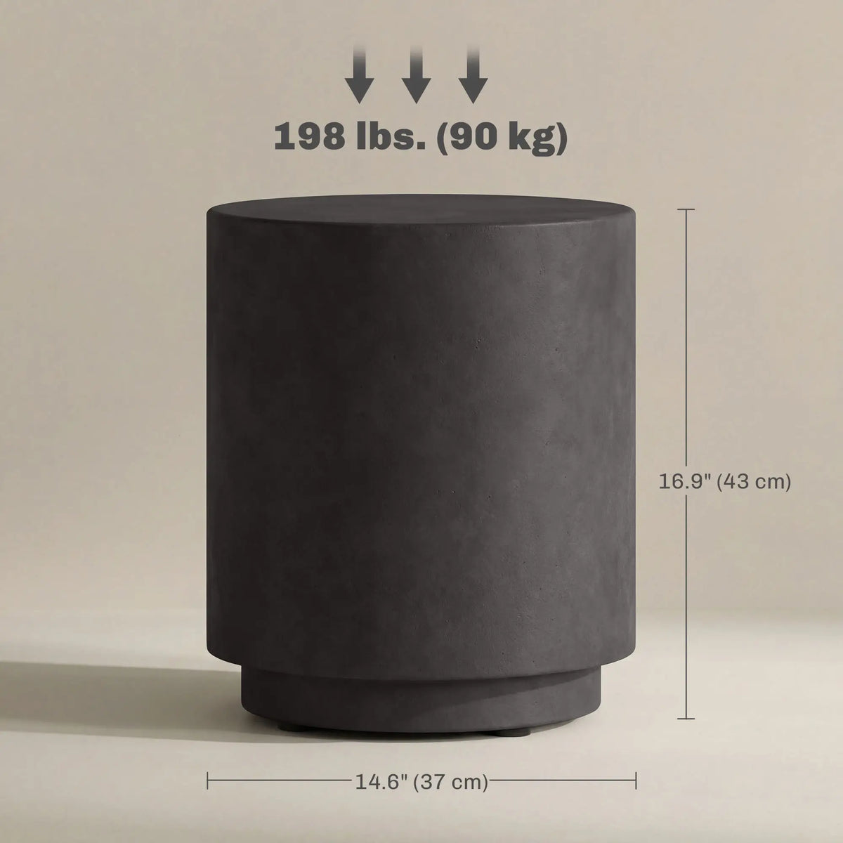 Terrazzo Finish Side Table, 17" Round, Charcoal Grey Side Tables at Gallery Canada