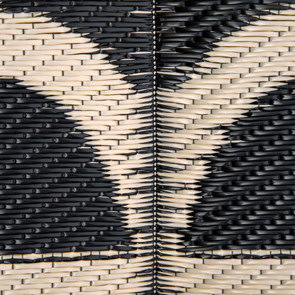 Reversible Outdoor RV Rug, 9' x 18', Patio Floor Mat, Black and Beige Outdoor Reversible Rugs at Gallery Canada