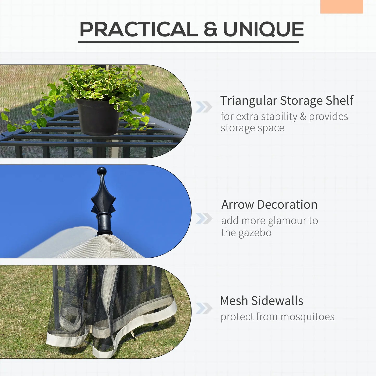 12' x 10' Outdoor Gazebo, Double Tier Roof, Removable Mesh, Beige Gazebos at Gallery Canada