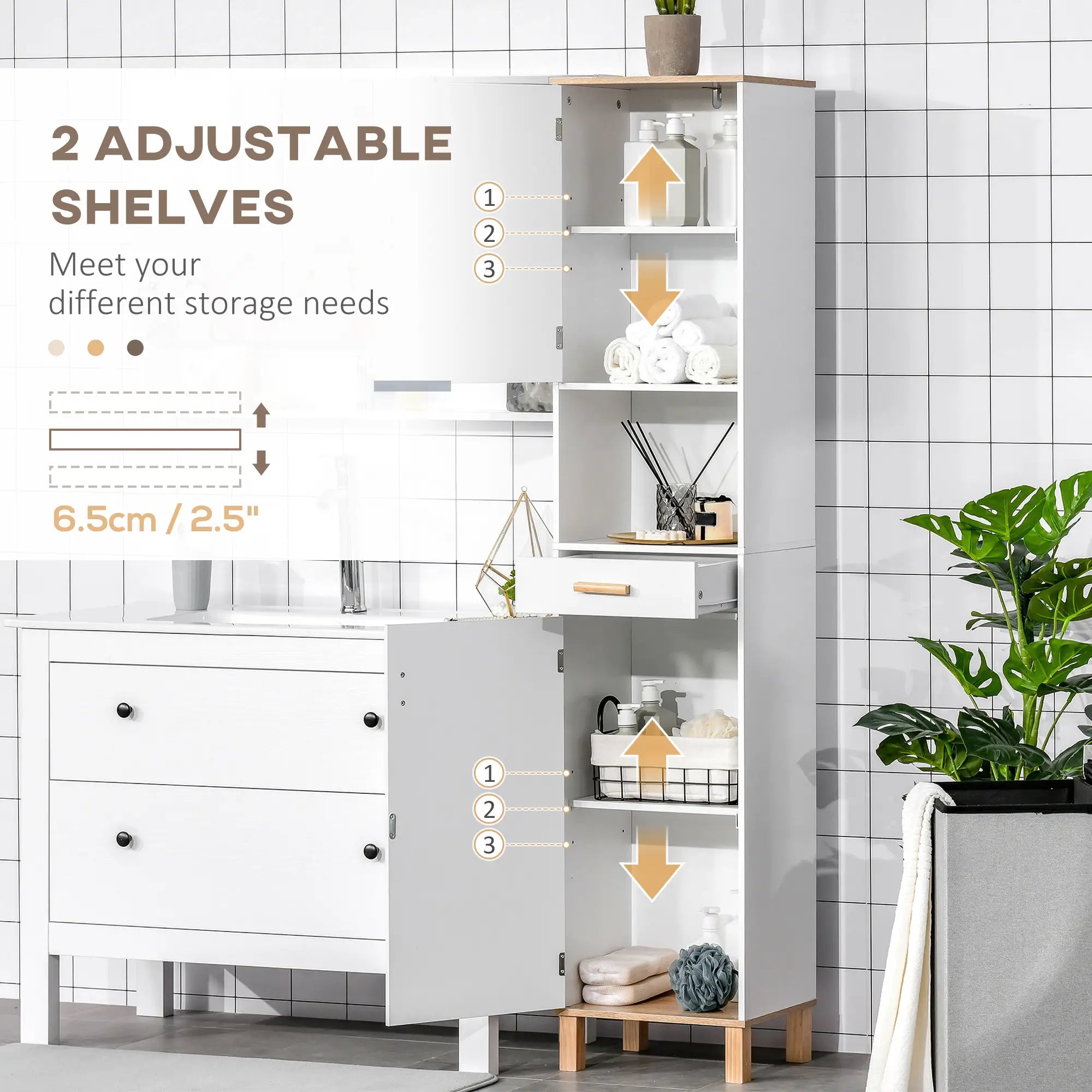 Bathroom Storage Cabinet, Floor Standing Linen Tower, White Bathroom Cabinets at Gallery Canada