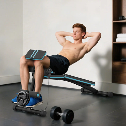Foldable Adjustable Press Bench, Weight Training Gym Chair, Black & Blue Weight Benches Black, Blue at Gallery Canada