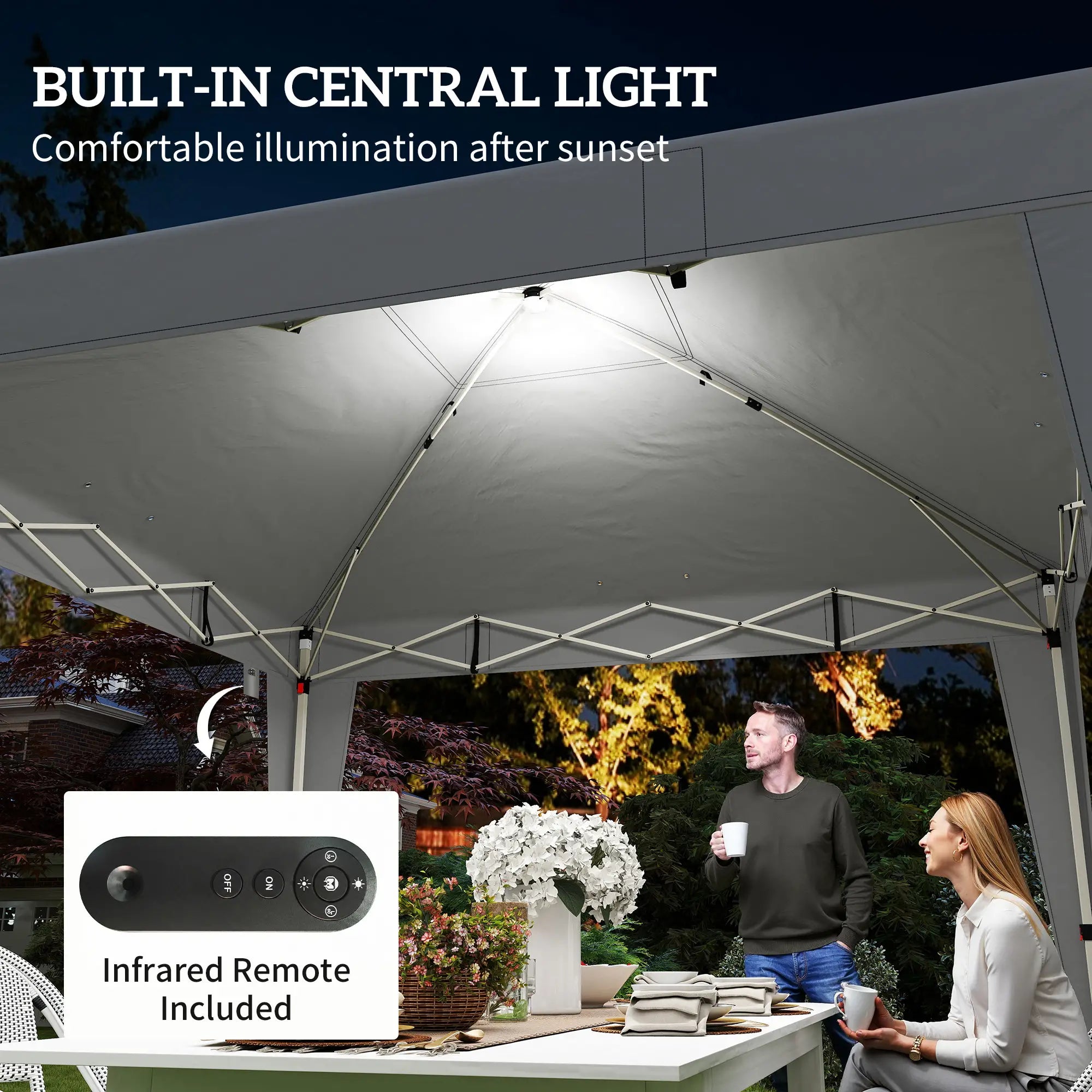 10 x 10 ft Pop Up Canopy Tent, Remote Control, UPF 50+, Light Grey Pop Up Canopies at Gallery Canada