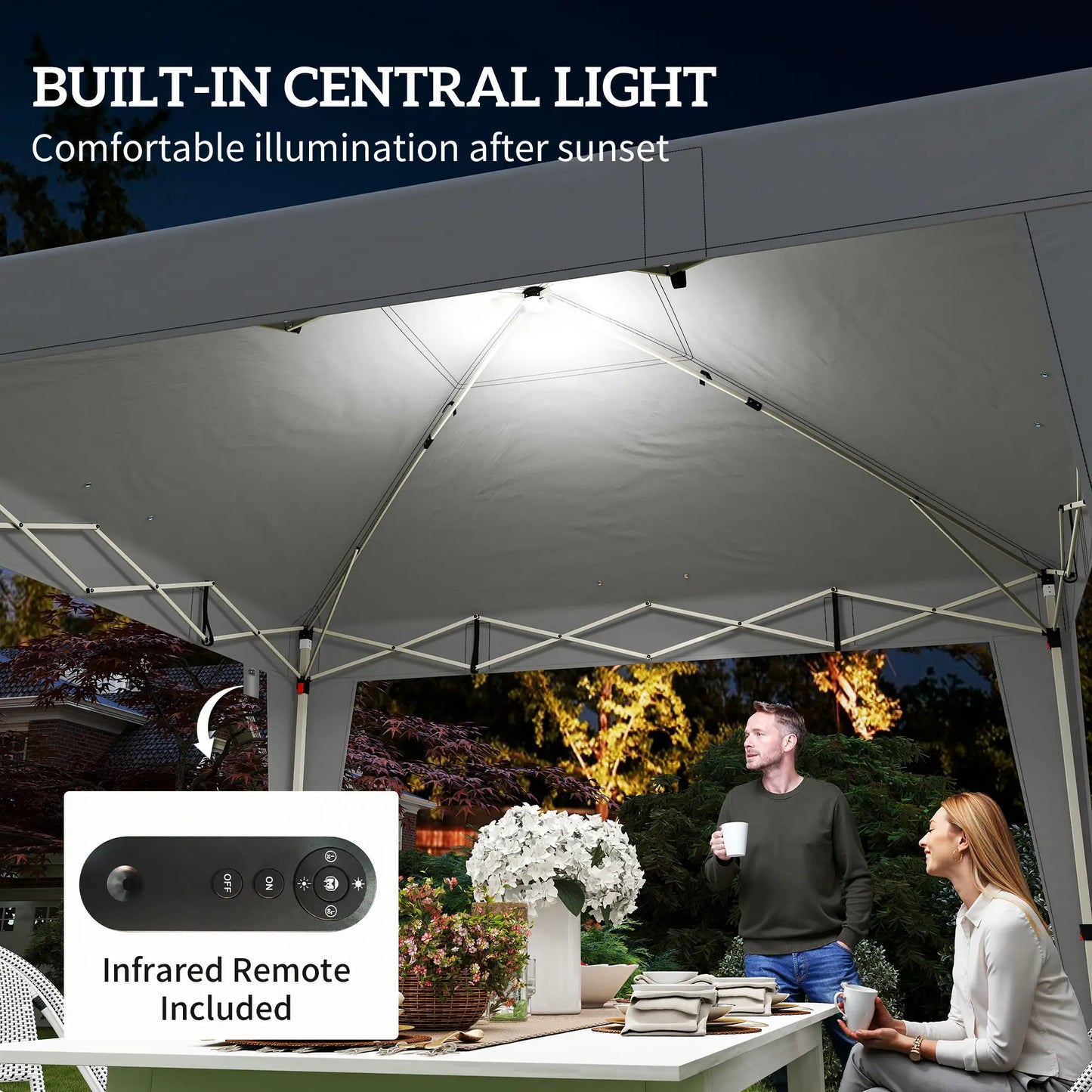 10 x 10 ft Pop Up Canopy Tent, Remote Control, UPF 50+, Light Grey Pop Up Canopies at Gallery Canada
