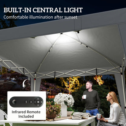 10 x 10 ft Pop Up Canopy Tent, Remote Control, UPF 50+, Light Grey Pop Up Canopies at Gallery Canada
