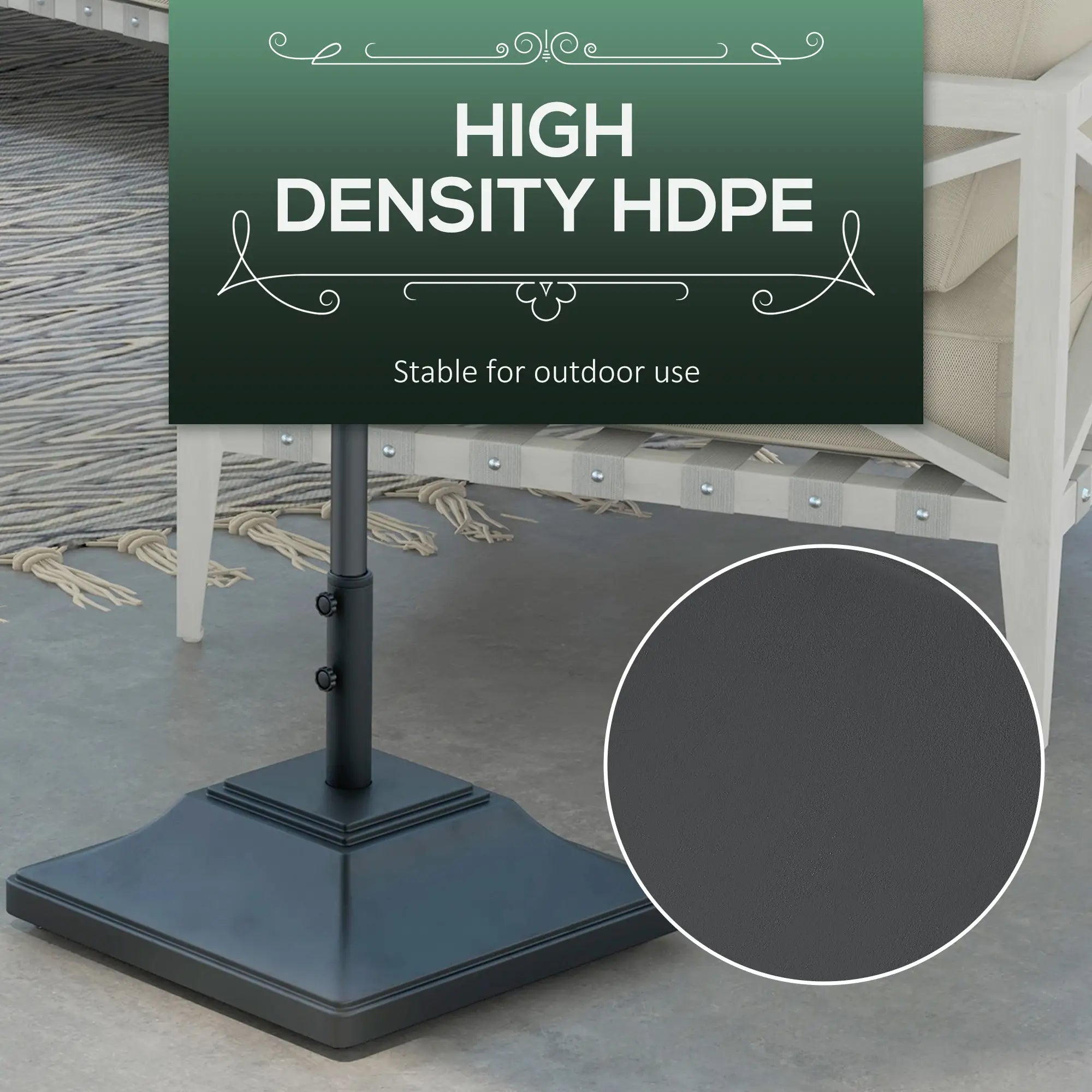 Square Umbrella Base With Wheels, 99 Lbs Water Or 132 Lbs Sand Filled, Black Umbrella Bases at Gallery Canada