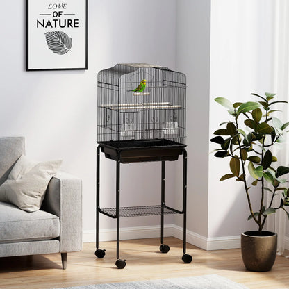 49" Rolling Bird Cage, Cockatoo House, Play Top, Storage Shelf, Wheels, Black Bird Cages at Gallery Canada
