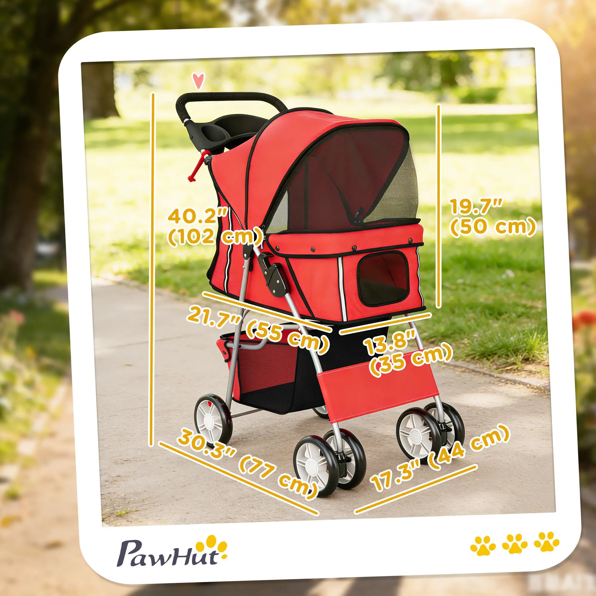 Foldable Pet Stroller, 360° Swivel Wheels, Reflective Strips, Red Dog Bike Trailers & Strollers at Gallery Canada