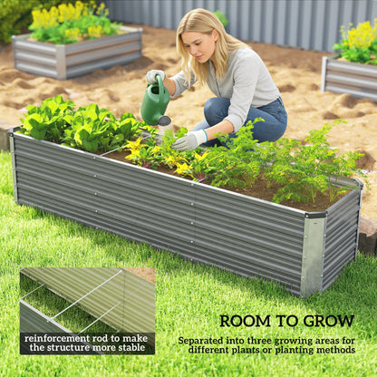 6' x 1.5' x 1.3' Galvanized Raised Garden Bed, Elevated Metal Planter Box, Light Grey Galvanized Planter Boxes at Gallery Canada