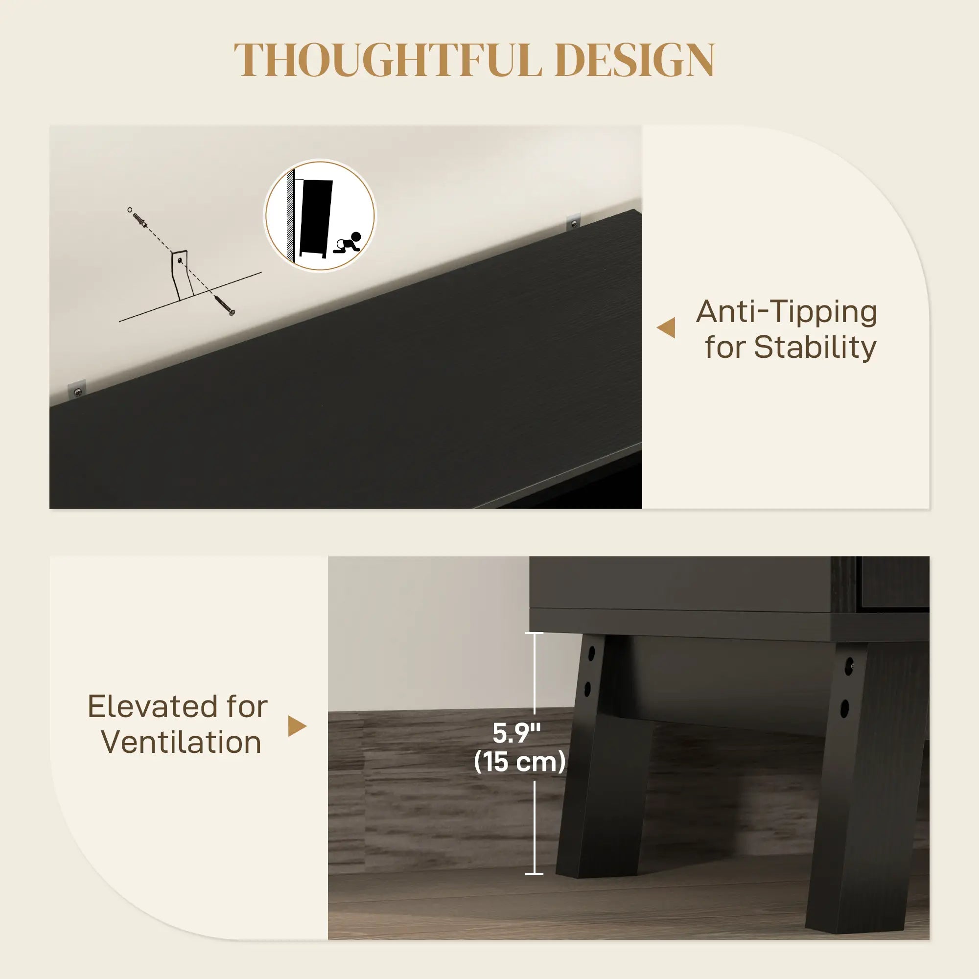 Boho Sideboard Cabinet, Rattan Doors, Black Storage Cabinets at Gallery Canada