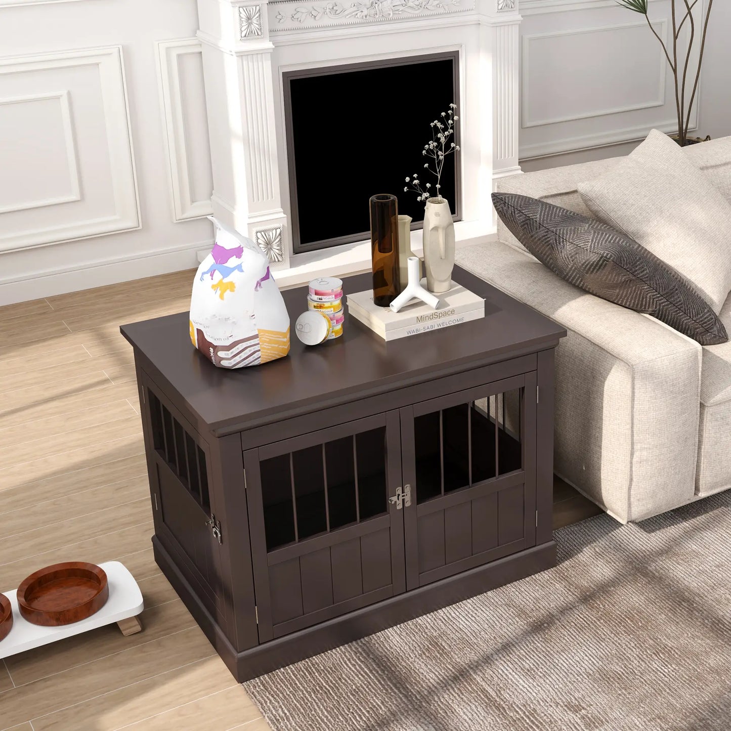 31" Dog Crate End Table, Three Doors, Small Dogs, Coffee Houses, Kennels & Pens at Gallery Canada