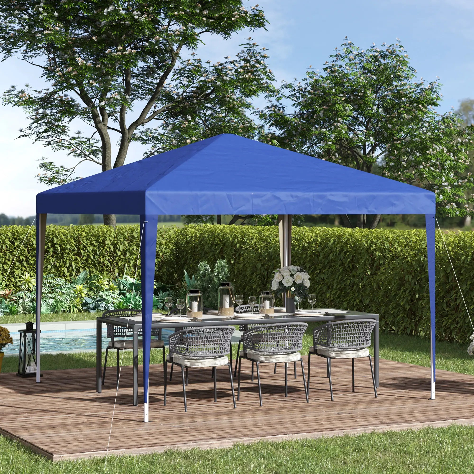 10 x 10ft Folding Pop Up Tent, Outdoor Gazebo Canopy, Blue Pop Up Canopies at Gallery Canada