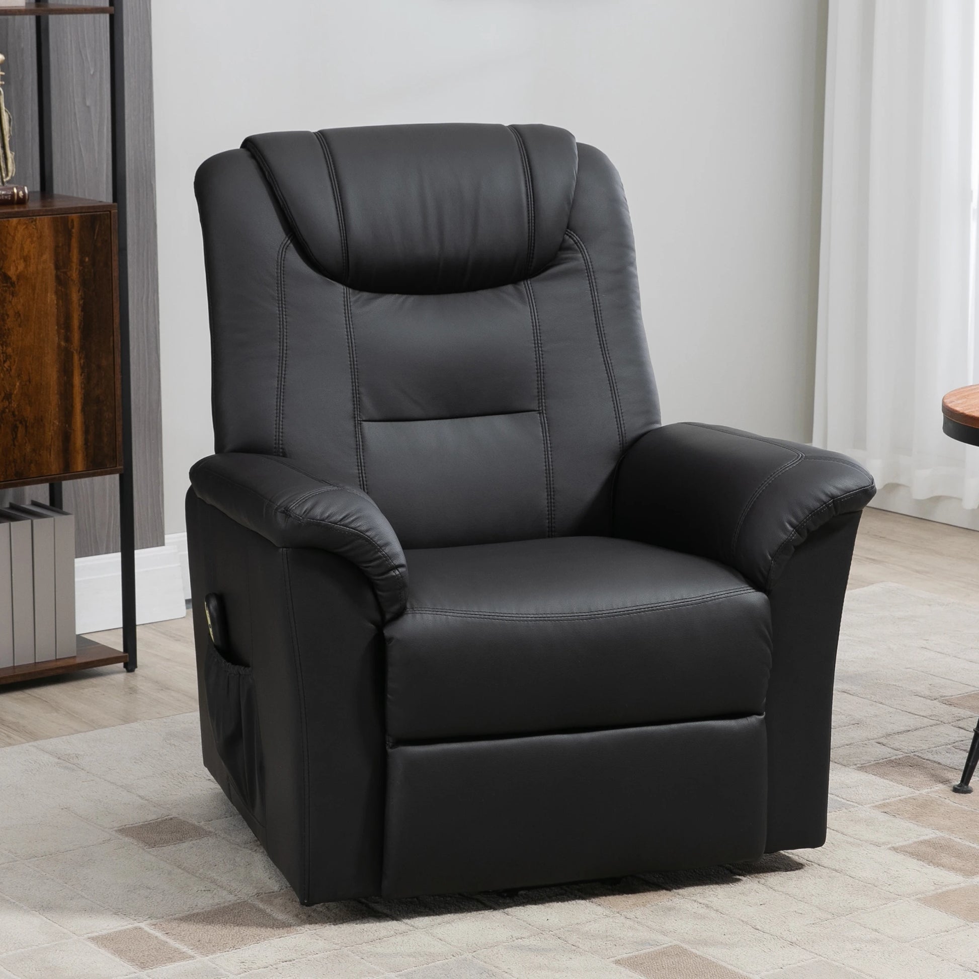 Electric Power Lift Recliner Chair, PU Leather with Footrest, Remote, Side Pockets, Black Electric Power Lift Chairs at Gallery Canada