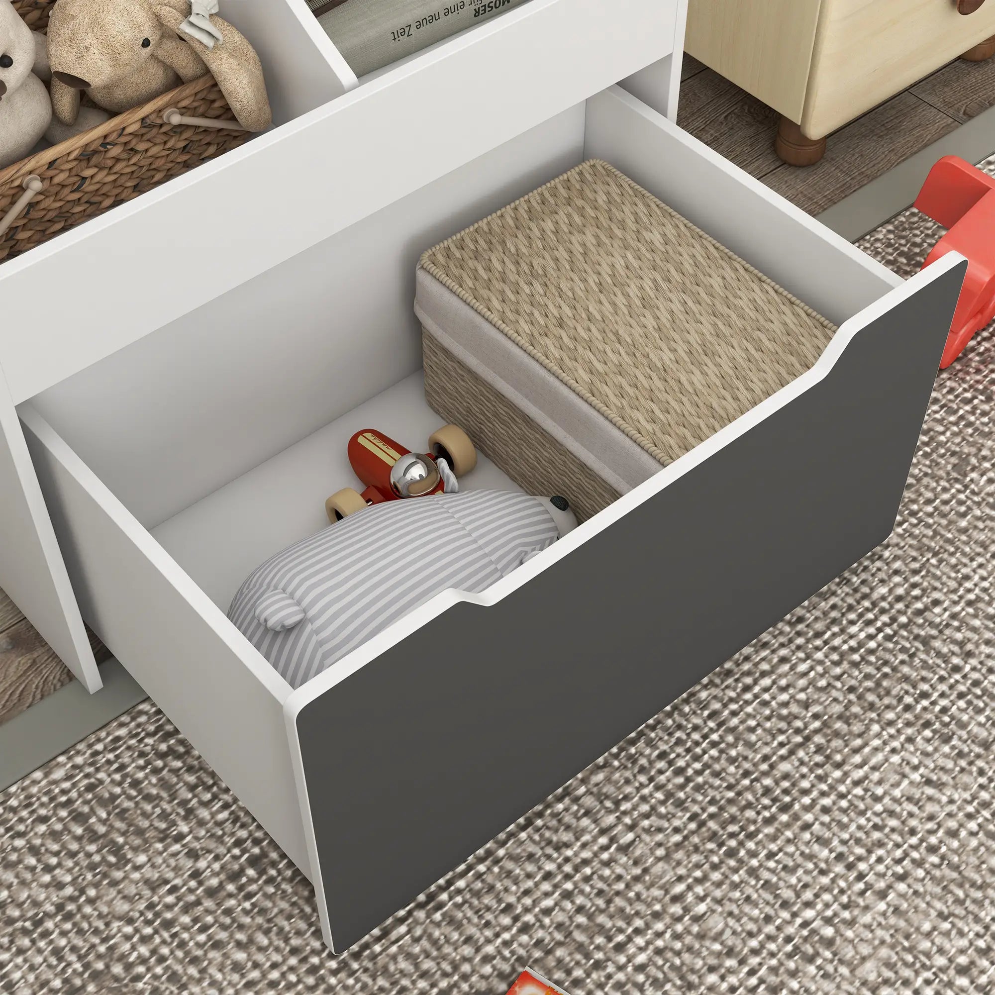 3 Tier Kids Bookcase with Drawer, 2 Storage Compartments, White Baby & Kids Storage at Gallery Canada